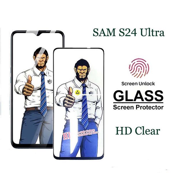 Filme de vidro temperado para Samsung Galaxy S24 Ulata S23 S22 Plus desbloqueio de impressão digital Protetor de tela HD Vidro protetor completo para S21Plus S21+