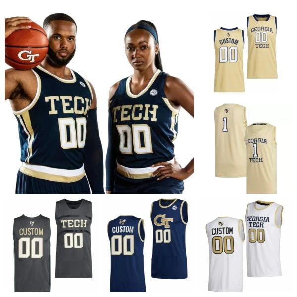 GEORGIA Tech Basketball Jersey NCAA College DeVoe Jose Alvarado Moses Wright James Banks III Usher Stephon Marbury Chris Bosh