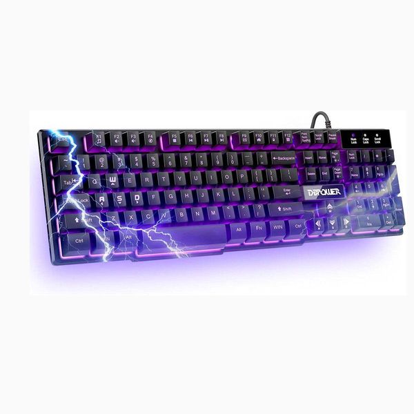 Tastiere Dbpower Gaming Office Tastiera 2 in 1 con retroilluminazione a LED a 3 colori Sensazione meccanica ergonomica 104 attrezzature chiave per PC Lapt Oth1O