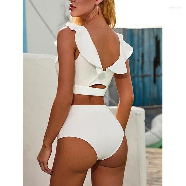 Kadın Mayo Fırıltı 2024 Bikini Set Mayo Kadınlar Push Kadın Beyaz Yemeği Takımları Yaz Plajı Giyim Yüzme Takımını Biquini