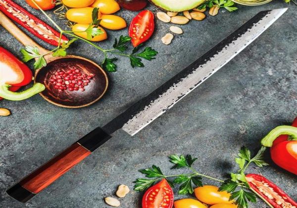 67 camadas de aço damasco cozinha 11quot Yanagiba faca de chef com cabo de madeira de ébano facas profissionais de sushi para cortar cozinha também7767446