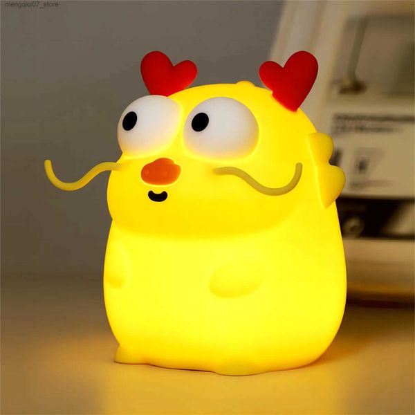 Paralumi New Dragon Night Light USB ricaricabile 7 colori dimmerabile Nursery Nightlight Touch Sleeping Lamp per Baby Kids Decor L240311