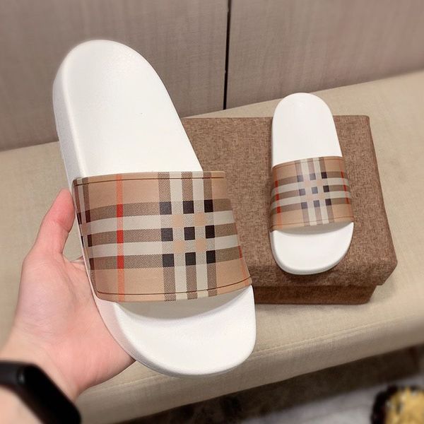 Slip-on Scarpe da donna Sandali Sandalo in gomma Stripe Vintage Uomo Designer Mule Casual Plaid Luxury Slide Pantofola con tacco piatto DHgate Flops Fli Wkqu