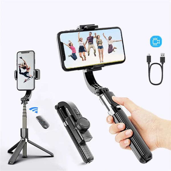 Gimbal L08 Stabilizzatore cardanico portatile Bluetooth Supporto per selfie stick per telefono cellulare Supporto per selfie regolabile per iPhone/Huawei XIAOMI