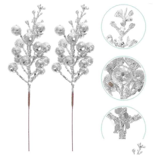 Dekorative Blumen, Kränze, künstliche Beeren, Zweige, glitzernde Beerenstiele, Weihnachtsblumen-Picks, DIY-Kranz, Geschenke, Baumschmuck, Zuhause