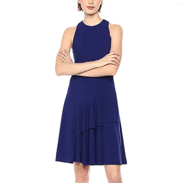 Casual Kleider Elegante Feste Unregelmäßige Saum Shift Kleid Frauen Sexy O Neck Ärmellose Urlaub Party Nacht Dame Vestidos Ropa