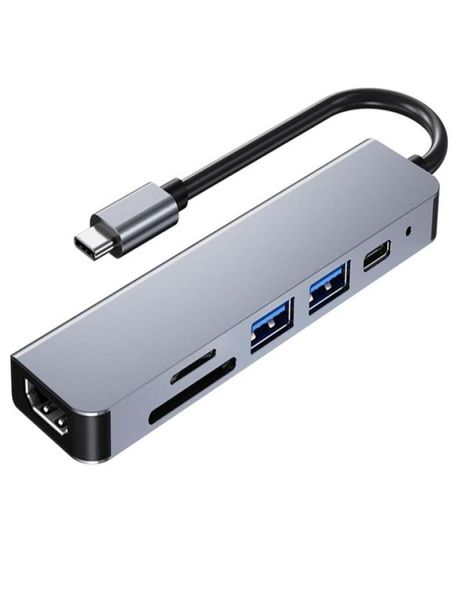 6 em 1 hub usb c hub usb c tipo-c para usb 3.0-dock compatível para macbook pro para nintendo switch USB-C tipo c 3.0 splitter2295557