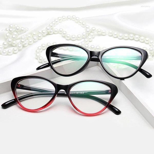 Sonnenbrillenrahmen, trendige Brillengestelle, Anti-Blue-Ray-Brille, Vintage-Cat-Eye-Frauen-Brillen, optischer Kunststoff, klare Linse, weibliche Brillen