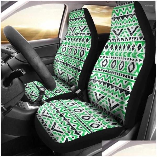 Autositzbezüge Ers Aztec Green And Black 2er-Pack Frontschutz Er Drop Delivery Automobile Motorräder Innenzubehör Otf8V