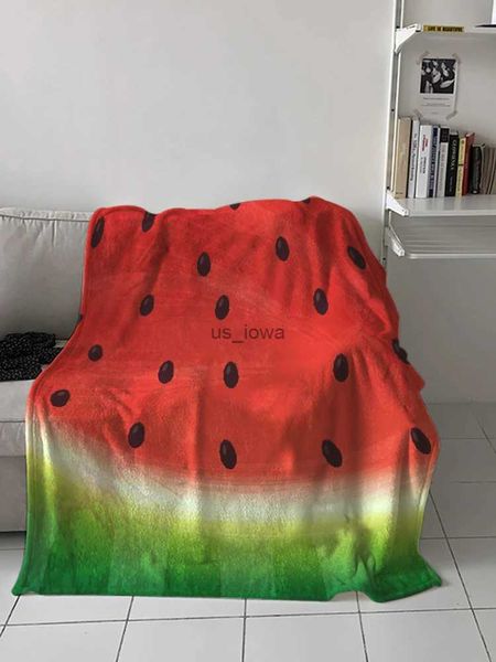 Coperte Anguria Frutta Cartone animato Copriletto Coperta di flanella Copertura da viaggio in pile Delicato sulla pelle Anti-allergia Accogliente Rilassante Calmante Re