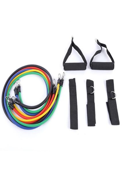 11-teiliges Set Pilates-Latexschlauch-Expander-Übungsschläuche Praktische Kraft-Widerstandsband-Sets Crossfit-Fitnessgeräte 220L8261470