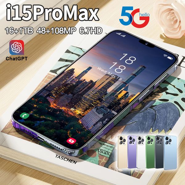 Smartphone transfrontaliero i15 ProMax Lingdong Island smartphone Android 4G con schermo grande da 16+1 TB