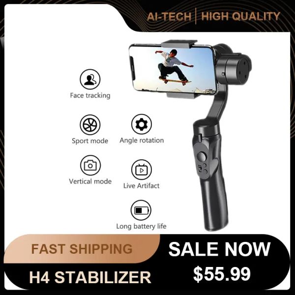 Gimbal Handy Stabilisator H4 Threeaxis Handheld PTZ Handheld Stabilisator Anti Shake Intelligente Kamera Für Samsung Xiaomi iPhone