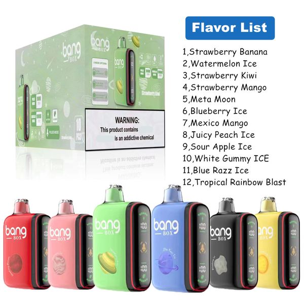 E Sigara Ayarlanabilir Güç Ekran Ekran Bang Box Pro Puff 15000 Tek Kullanımlık Vapes Kalem Mesh Bobin Puffbar 650mAh Pil 28ml Pre Doldurulmuş Puf Çubuğu Elektronik CIG