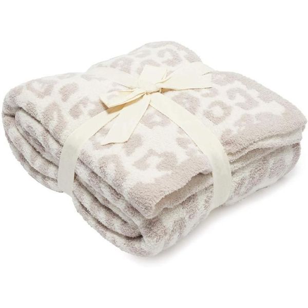 Одеяла Полушерстяное одеяло из овцы вязаное леопардовое плюшевое 245Y