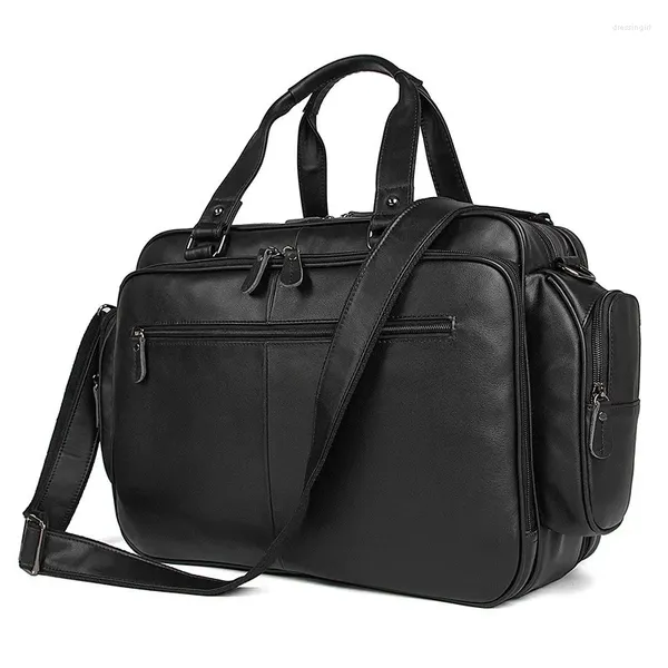 Valigette Portafoglio moda Valigetta da uomo in vera pelle Borsa per laptop Borsa da lavoro Borsa a tracolla Nera