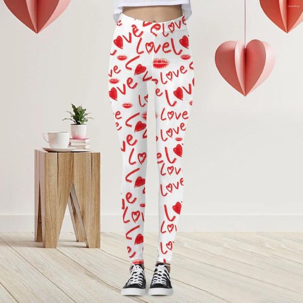 Pantaloni da donna Pantaloni sportivi da donna Pantaloni Pantaloni da San Valentino Casual stampati Love Yoga Leggings Pantalones De Mujer