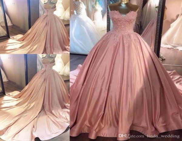 Abito Quinceanera rosa Abito da principessa con applicazioni Corsetto sul retro Dolce 16 anni Abito lungo da spettacolo per ragazze Prom Party Plus Size Custom Made3879009