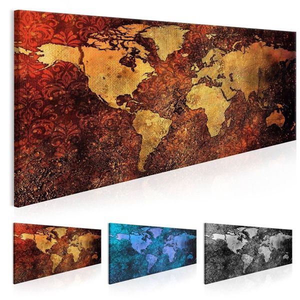 Senza cornice Mappa del mondo Decorazione Pittura a olio Su tela Mappa Immagine per la decorazione della parete di casa Immagine artistica Multicolor2659