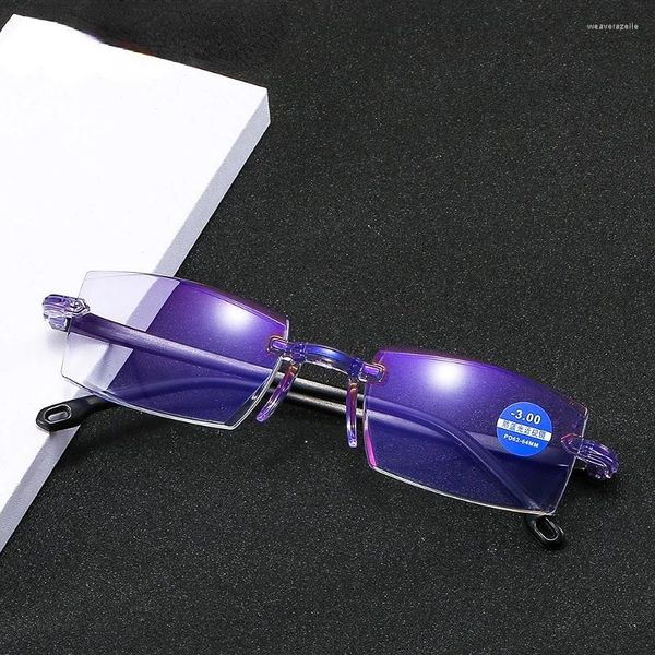 Sonnenbrille Blaulichtbrille Rahmenlos Damen Herren Computer Myopie Grad -1,0 bis -4,0 Klar