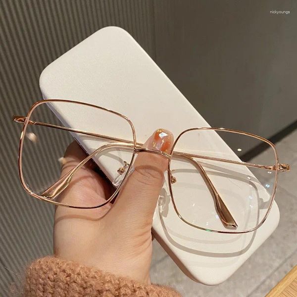 Güneş gözlüğü moda metal çerçeve gözlükleri kız öğrenci gözlükleri mavi ışık engelleyen bilgisayar kadınları berrak