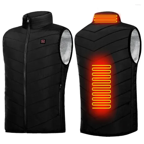 Gilet da uomo Gilet riscaldato elettrico 2 aree Scaldacorpo termico Abbigliamento Poliestere Riscaldamento rapido Lavabile per escursionismo all'aperto Campeggio