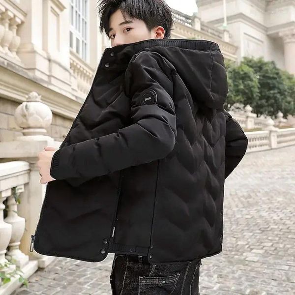 Jaquetas masculinas homem acolchoado casaco curto para homens com capuz parkas inter especial roupas acolchoadas roupas de luxo coreanas 2024