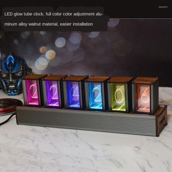 Relógios de mesa led relógio parede design moderno acessórios decoração para sala estar relógio eletrônico nixie quarto digital diy315l