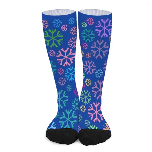 Frauen Socken Bunte Schneeflocke Frühling Christma Druck Strümpfe Elegante Männer Weiche Atmungsaktive Design Radfahren Nicht Slip