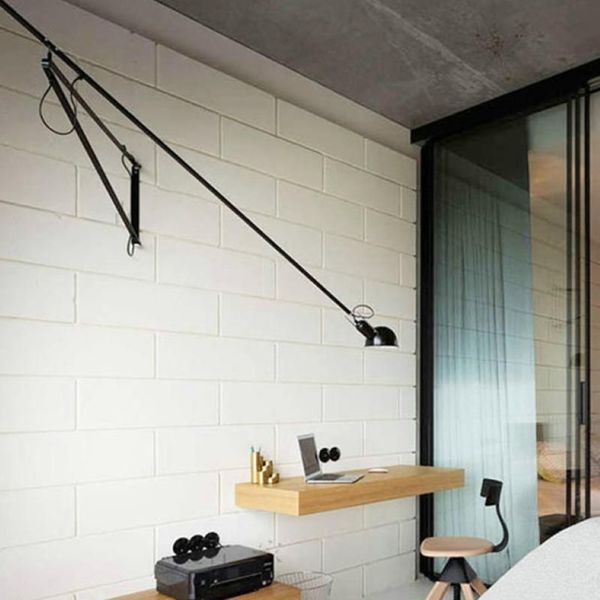 lampada da parete a led luce braccio lungo oscillante luci bianche nere per la casa regolabile moderna applique industriale vintage E27 camera da letto foyer329Y