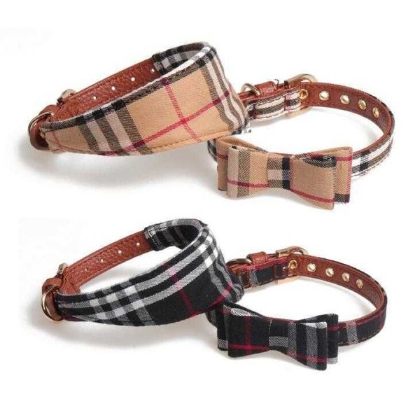 Top-Qualität Mode Hundehalsband und Leine Set mit Schleife Hund Dreieck Handtuch Krawatte hübsche Metallschnalle kleine DogCat Kragen Haustier Accessor265Z