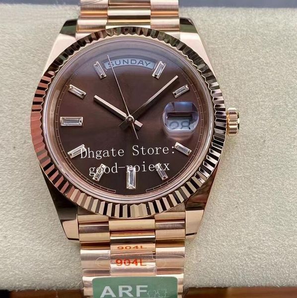 40mm Erkek Otomatik Cal.3255 Saatler Erkekler Gül Altın Arf Everose Saat AR Maker Gündüz Saati Çikolata Kahverengi Pırlanta Dial 228235 Başkan Bilek Kafyaları