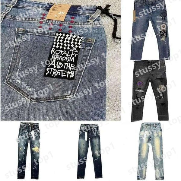 Roxo Marca Jeans Moda Tendência Kusbi Jeans Designer Ksubi Jeans Mens Skinny Jeans 2024 Luxo Denim Calça Angustiado Rasgado Motociclista Preto Jean Slim Fit Jeans 302