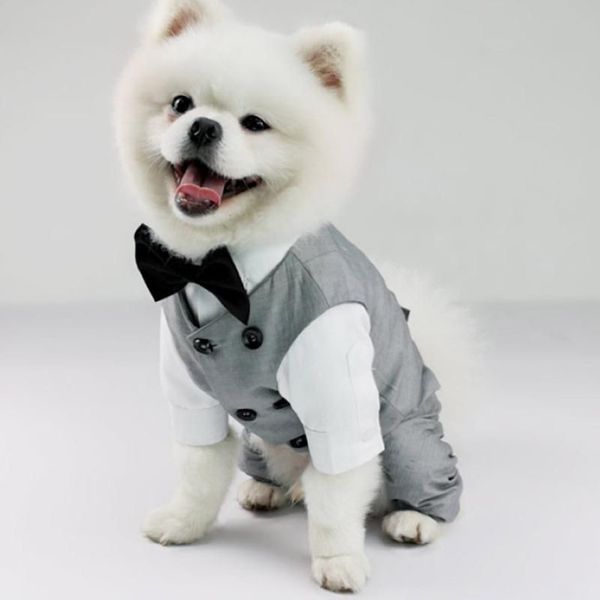 Abbigliamento per cani Pet Wedding Birthday Party Costume Tuxedo Suit per gilet formale di taglia piccola, media e grande con papillon Gentleman209i