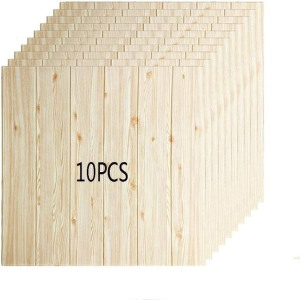 10 Stück 70 70 cm 3D-Tapetenwandpapier PE-Schaum und geschmacksneutrale selbstklebende DIY-Platte Holzmaserung Wandaufkleber Schlafzimmer Wohnzimmer210f
