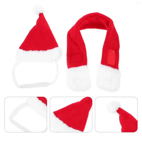 Costumi per gatti Cappello natalizio per animali domestici regolabile Costume da Babbo Natale Sciarpa per cani Breve peluche decorativo natalizio