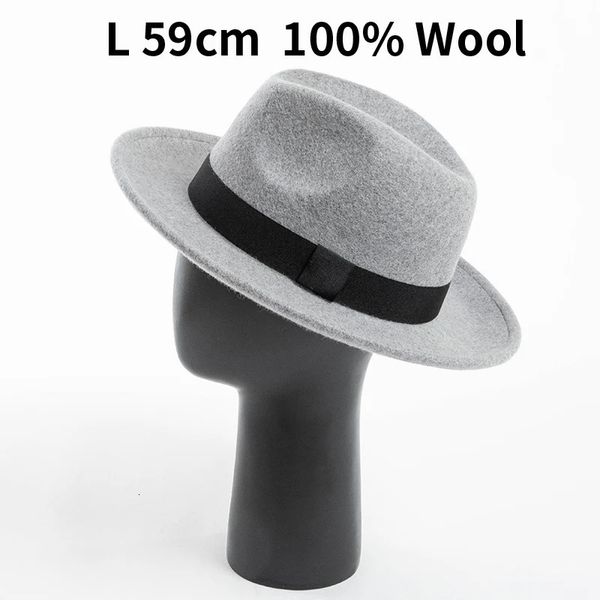 2023 Big Size Nero Crushable Fedora di lana Uomo Donna Festa di nozze Chiesa Floppy Cappello invernale caldo Cappelli jazz Pure Top 240229