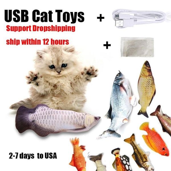 Days To USA 30CM Katzenspielzeug Fisch USB elektrische Ladesimulation Tanzen Springen Bewegen Floppy Elektronisches Spielzeug299u
