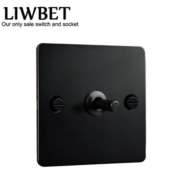 Interruttore da parete a 2 vie a 1 banda di colore nero e interruttore della luce da pannello in acciaio inossidabile AC220250V con levetta di colore nero T200605284u