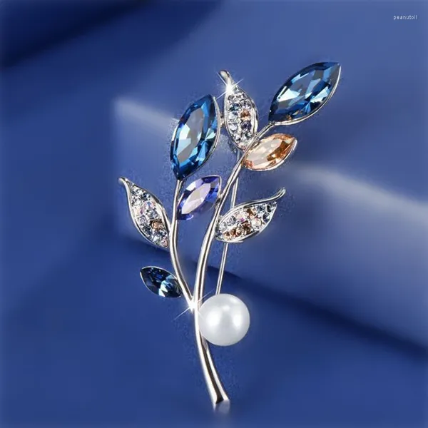 Broches de luxo buquê de cristal na moda strass flor broche pinos para mulheres corsage terno camisola acessórios roupas presente