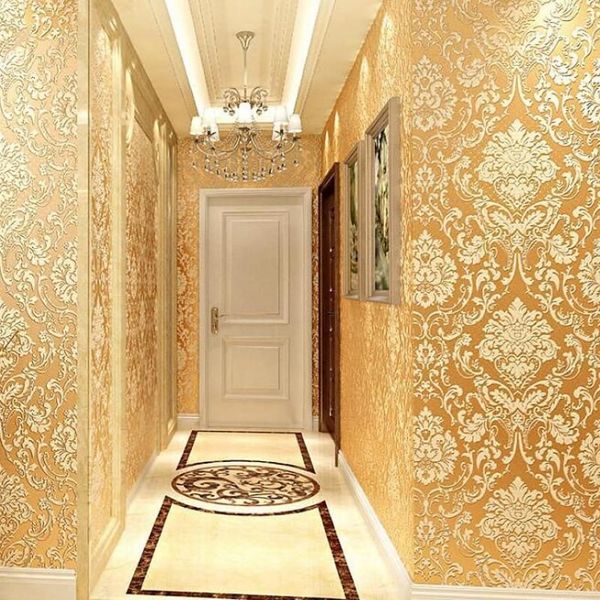 Papel de parede moderno do damasco em relevo texturizado 3d revestimento de parede para quarto sala de estar decoração de casa 1236s