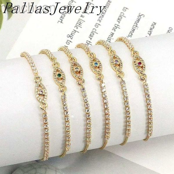 Bangle 10pcs novo design cor de ouro zircon olho corrente encantos vintage pulseira tênis cadeia luxo pulseira para mulheres meninas festa jóias ldd240312