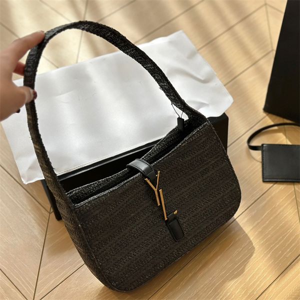 Moda Women Bolsa Palha de tricô letra de bolsa Letra de recreação ao ar livre bolsas hobo bolsas de balde ombro de luxo de luxo