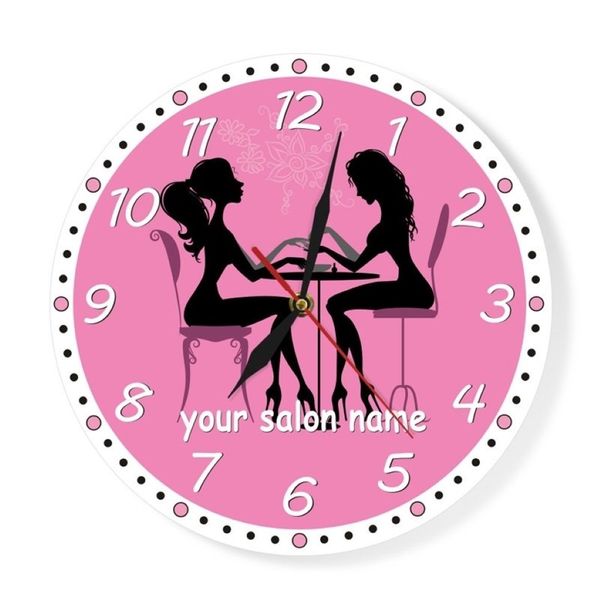 Orologio da parete per salone di manicure Nail Salon Spa Orologio da parete personalizzato Opera d'arte personalizzata Pedicure Art Nail Studio Business Wall Art Decor Y217k