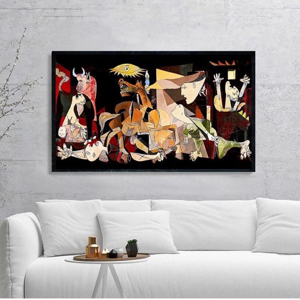 Gemälde Berühmte Picasso Guernica Kunst Leinwand Gemälde Reproduktionen An Der Wand Poster Und Drucke Dekorative Bild Für Wohnzimmer R193q