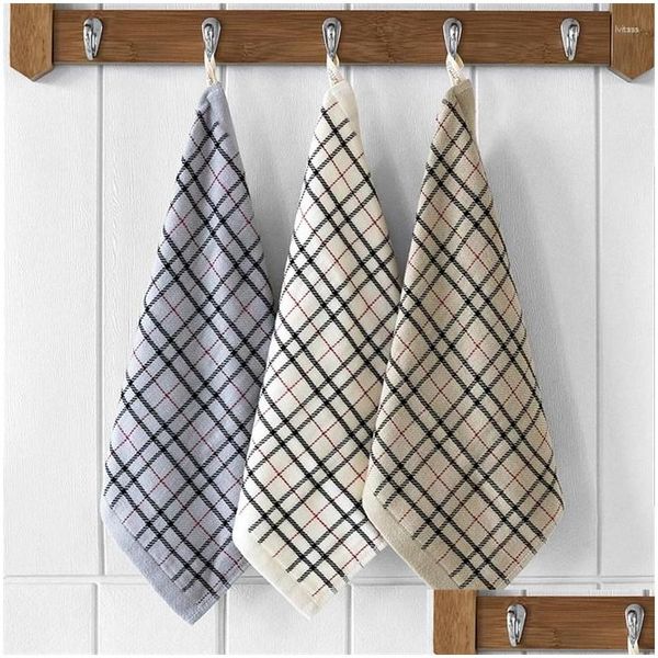 Asciugamano 1 pezzo 34X34 cm quadrato in cotone stile britannico classico plaid bagno di casa famiglia adt faccia consegna goccia tessuti da giardino Dhtkz