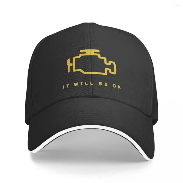 Berets Mechanic Auto Repair Check Motor Light Baseball Caps Mode Sandwich Unisex atmungsaktives Sonnenkappenfischen