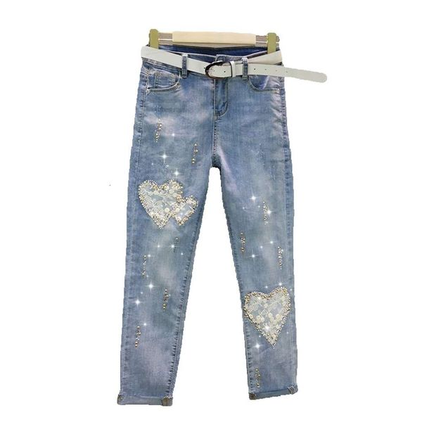 Outono/verão 2023 coreano instagram jeans americano na moda rua quente diamante versátil velho feminino pés lápis calças jeans