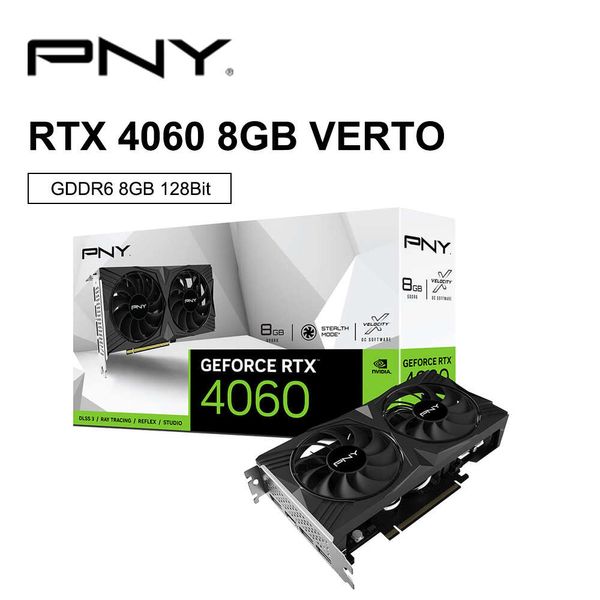 Новая игровая видеокарта PNY GeForce RTX 4060 8 ГБ VERTO GDDR6 Nvidia RTX4060 видеокарты с графическим процессором 8Pin 128bit 4060 placa de vdeo