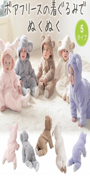 Crianças infantis dos desenhos animados urso casaco macacão inverno quente bebê onesies meninos meninas com chapéu subir roupas macacão animal sleepwear outfit1109356